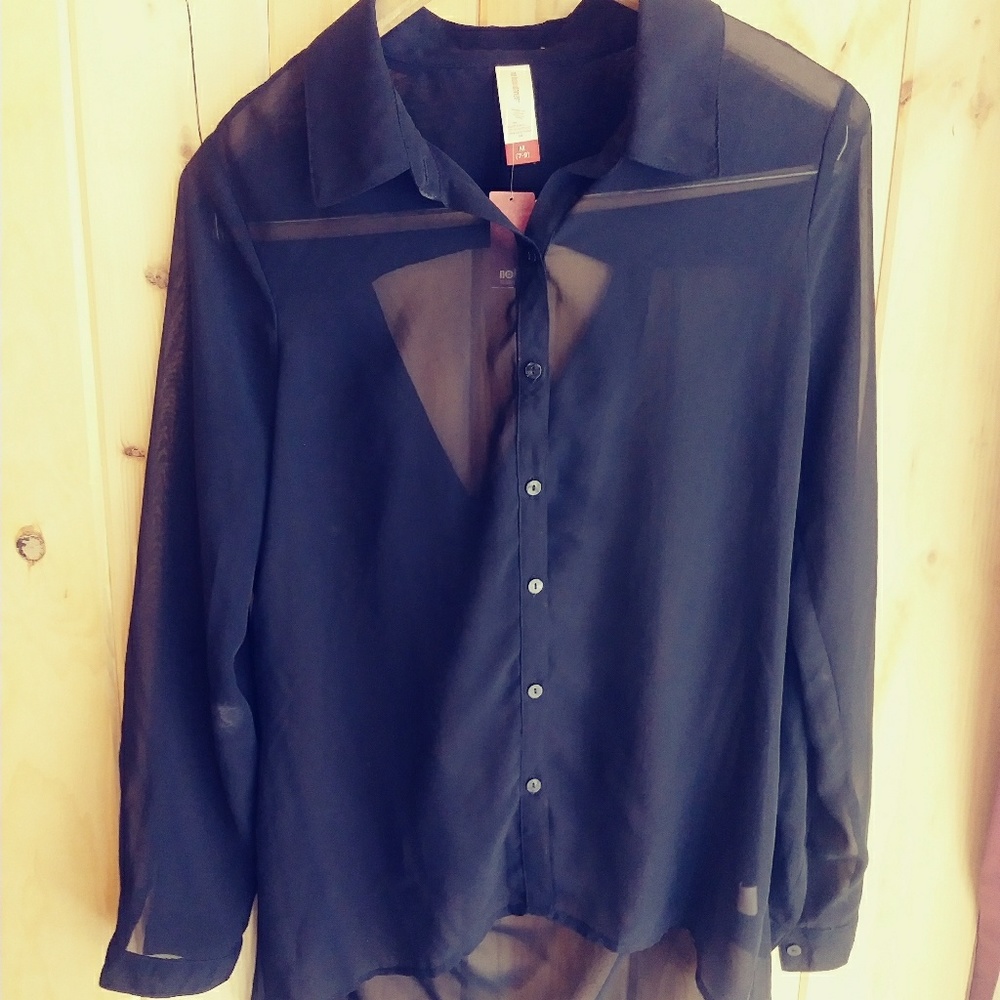 Sheer black long sleeve top